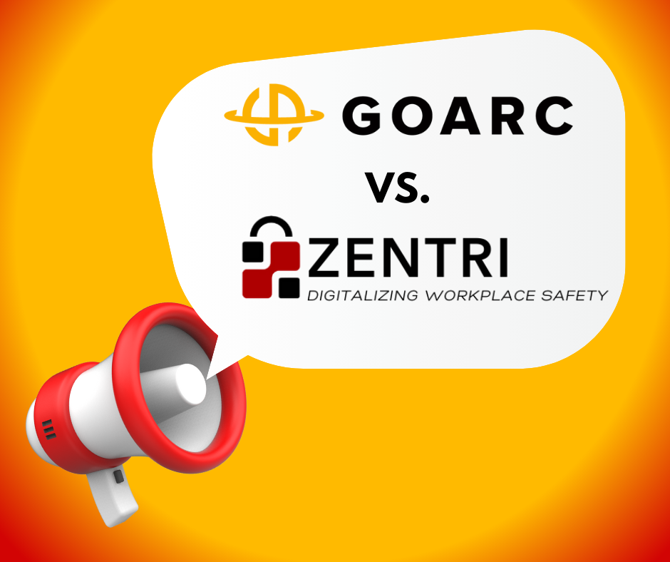 Goarc vs Zentri comparison infographic showing digital safety platform features and benefits